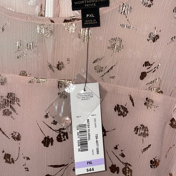 NWT Worthington Pink & Floral Blouse - Picture 3 of 4